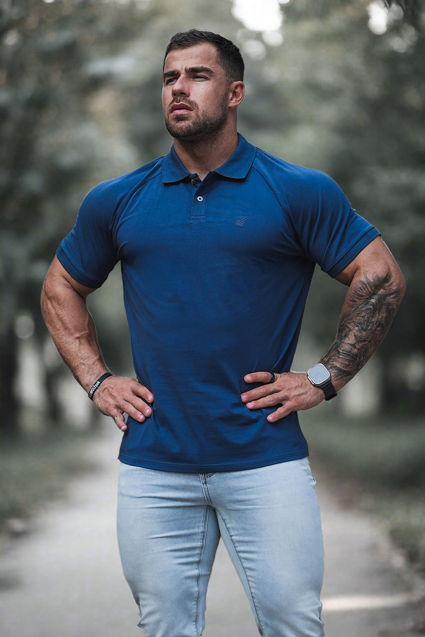 Muscle Fit All-Day Polo T-Shirt - Storm Blue