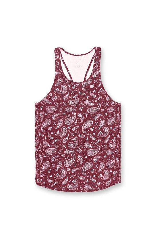 Graphic Muscle Stringer - Maroon Paisley