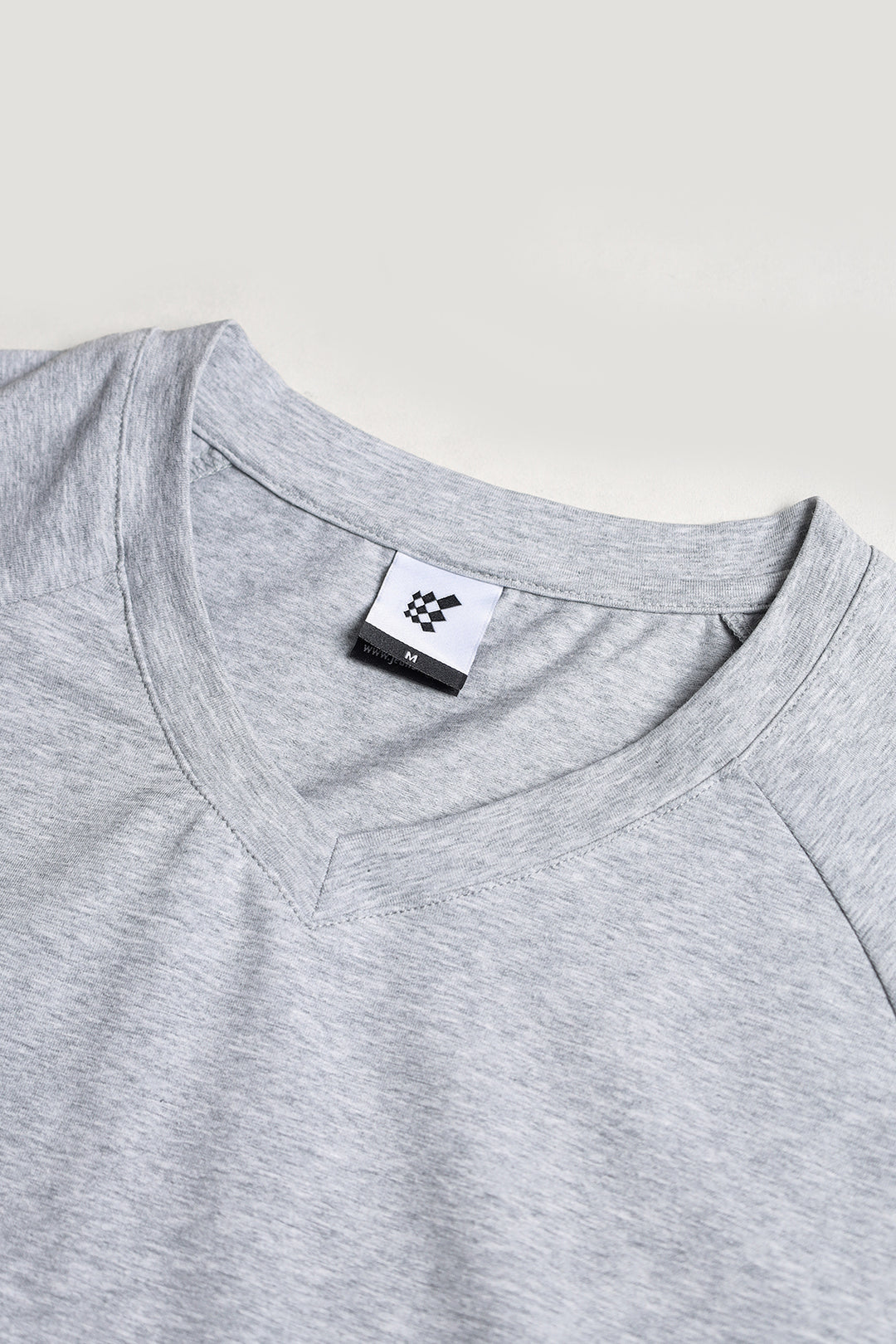 V Neck Muscle-Fit T-Shirt - Light Gray