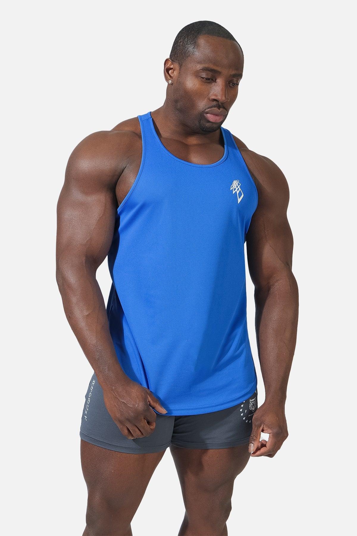 Fast-Dry Bodybuilding Workout Stringer - Blue Logo – Jed North Canada