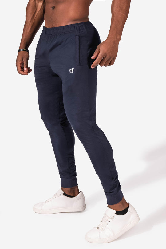 Men's Fitted Tapered Joggers - Navy Joggers Jed North