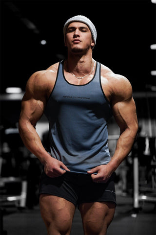 Fast-Dry Bodybuilding Workout Stringer - Gray with Black