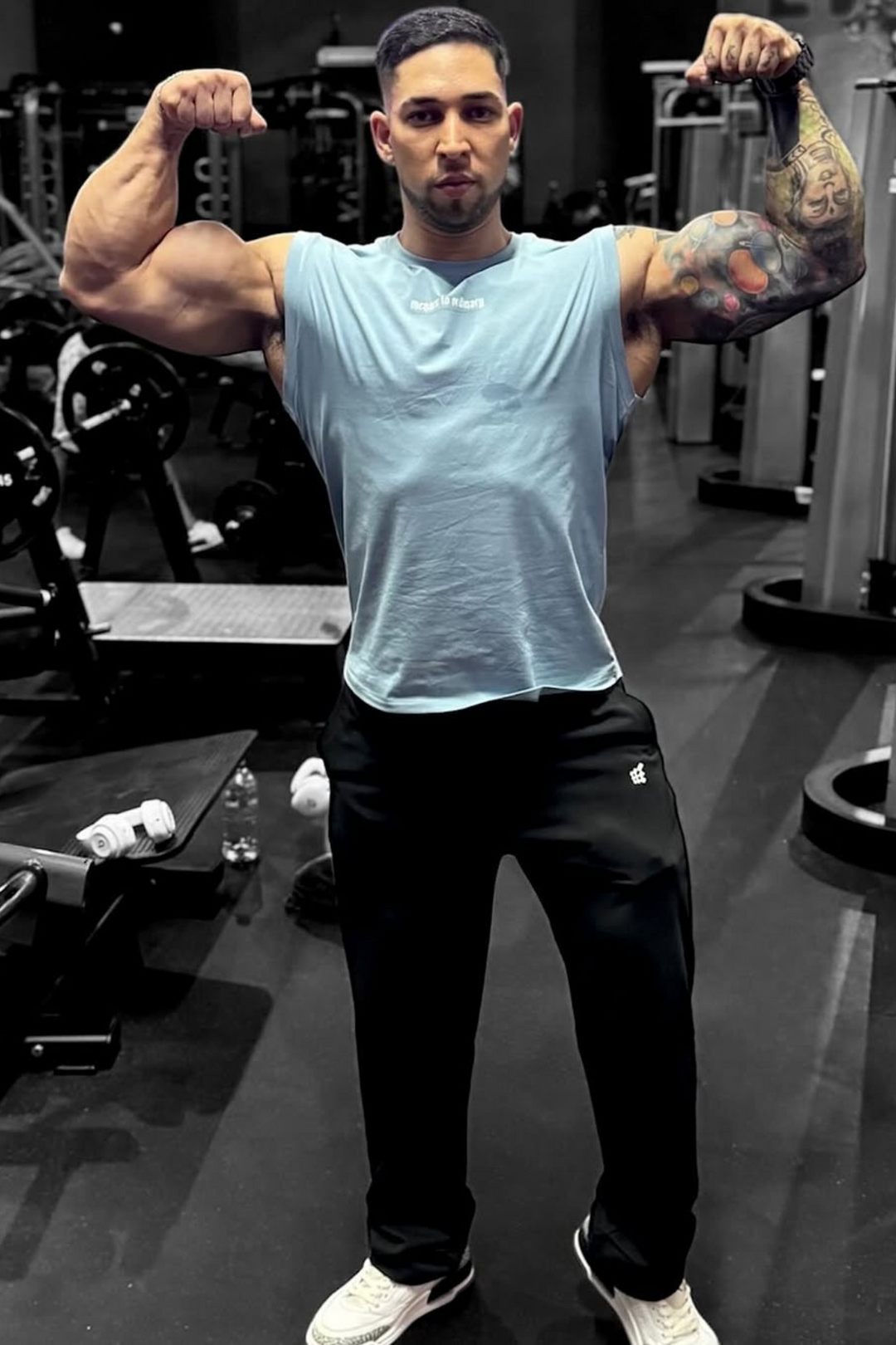 Sleeveless Muscle Tee - Light Blue