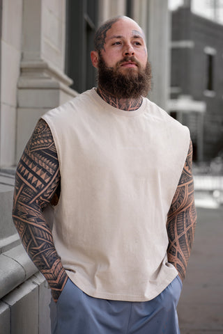 Sleeveless Box Cut  - Light Khaki