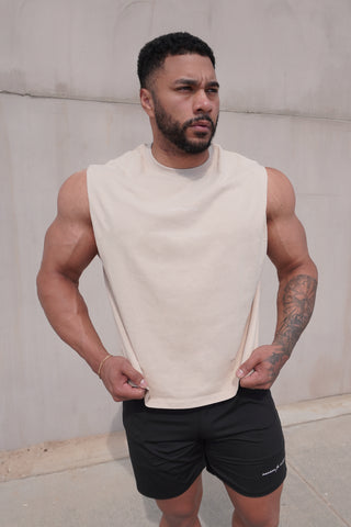 Sleeveless Box Cut  - Light Khaki