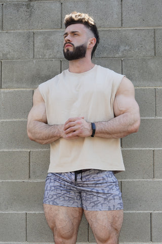 Sleeveless Box Cut  - Light Khaki