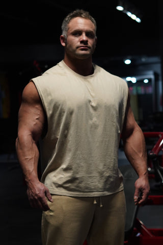 Sleeveless Box Cut  - Light Khaki
