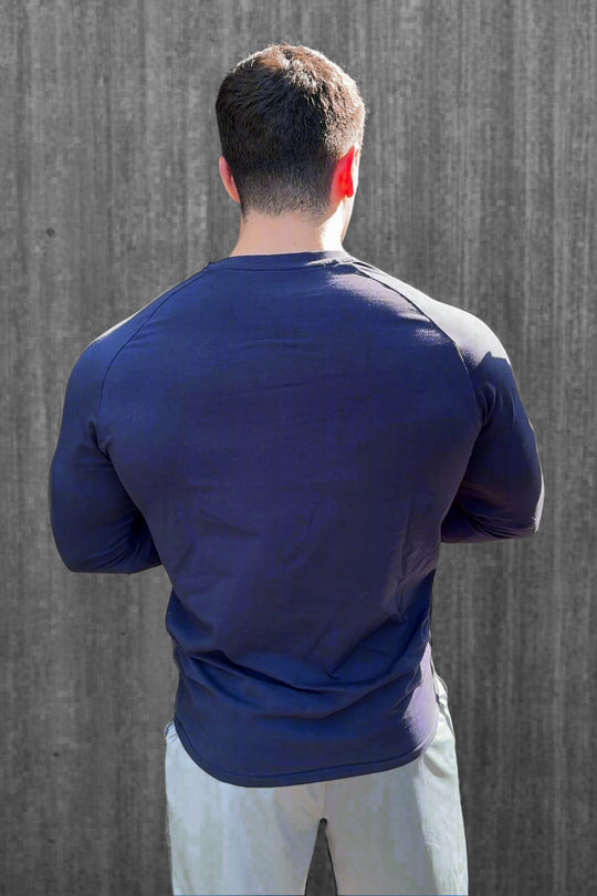 Titan Muscle-Fit Long Sleeve T-Shirt - Navy
