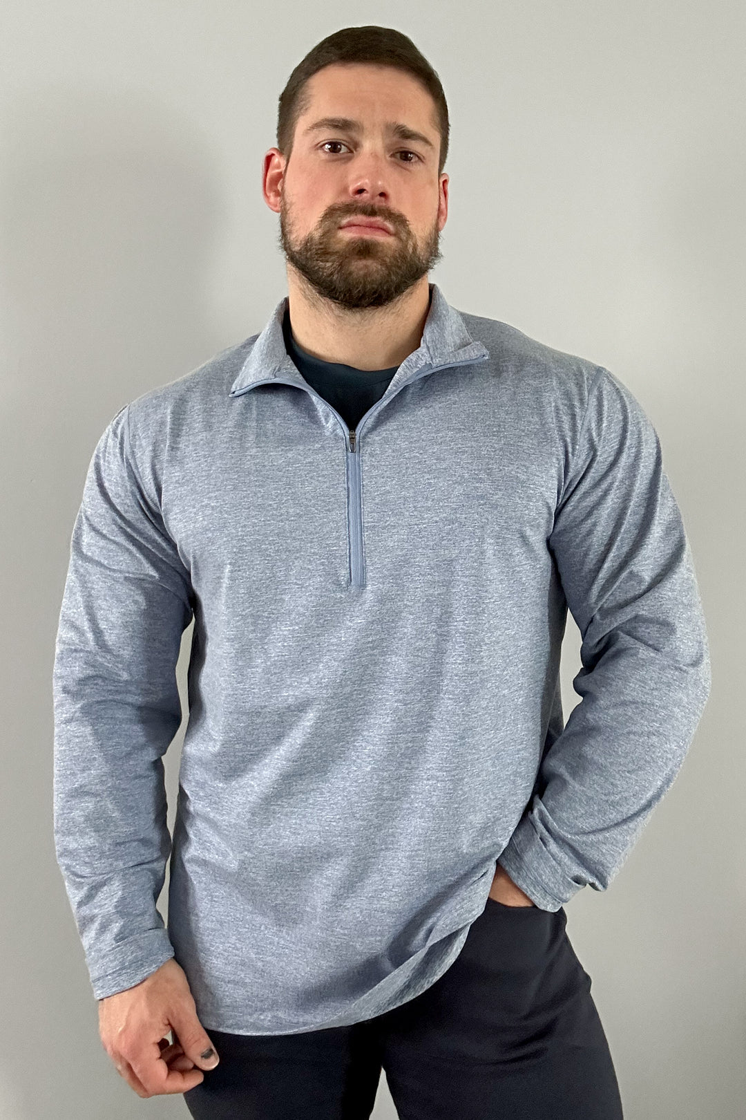 Quarter-Zip Training Long Sleeve - Heather Blue