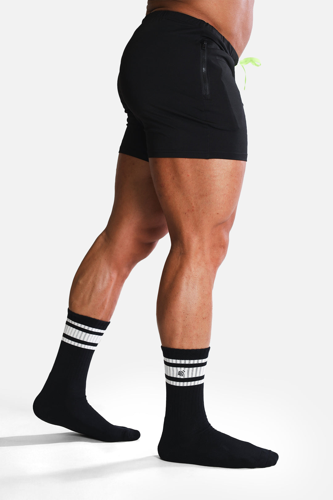 Men's Striped Crew Socks - Black