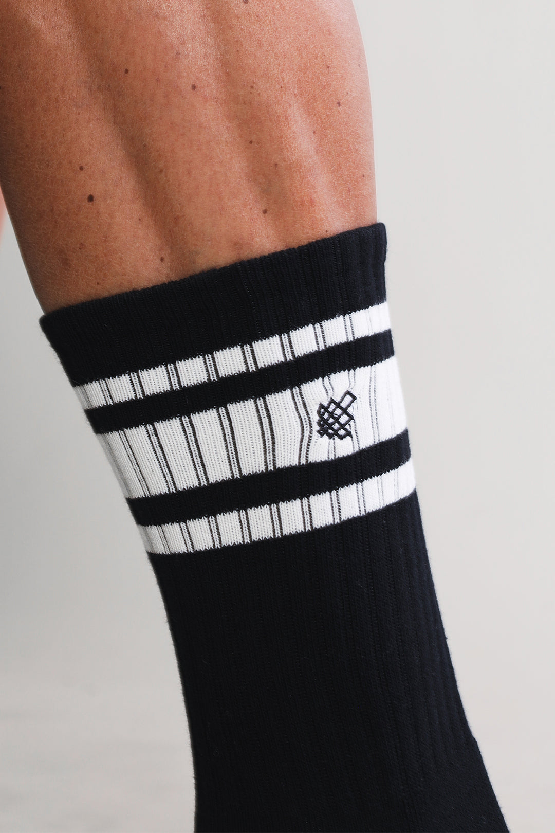 Men's Striped Crew Socks - Black