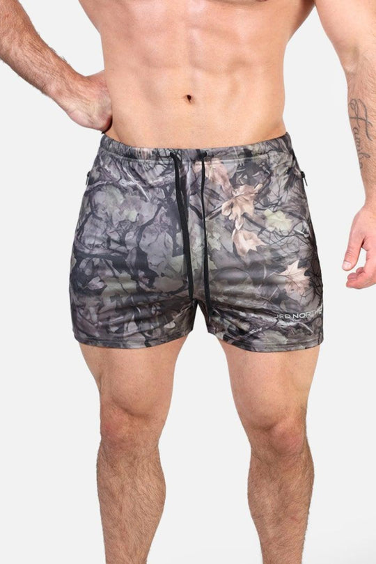 Agile Bodybuilding 4'' Shorts w Zipper Pockets - Hunter Camo