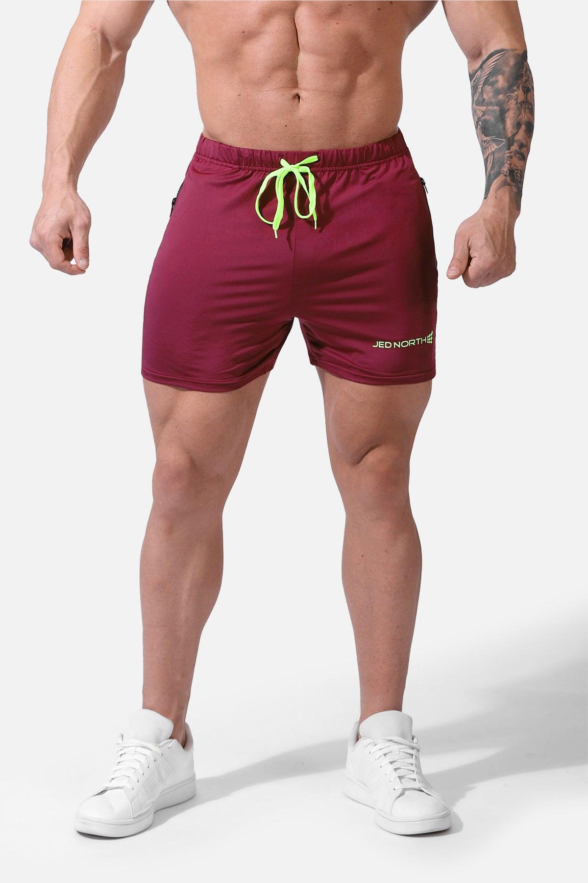 Agile Bodybuilding 4'' Shorts w Zipper Pockets - Maroon - Jed North Canada