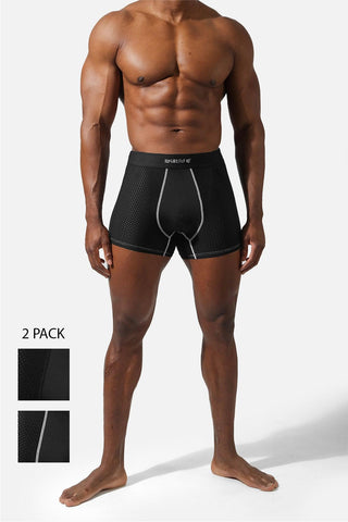 Men's Workout Mesh Boxer Briefs 2 Pack - Black & Stitched Black - Jed North Canada