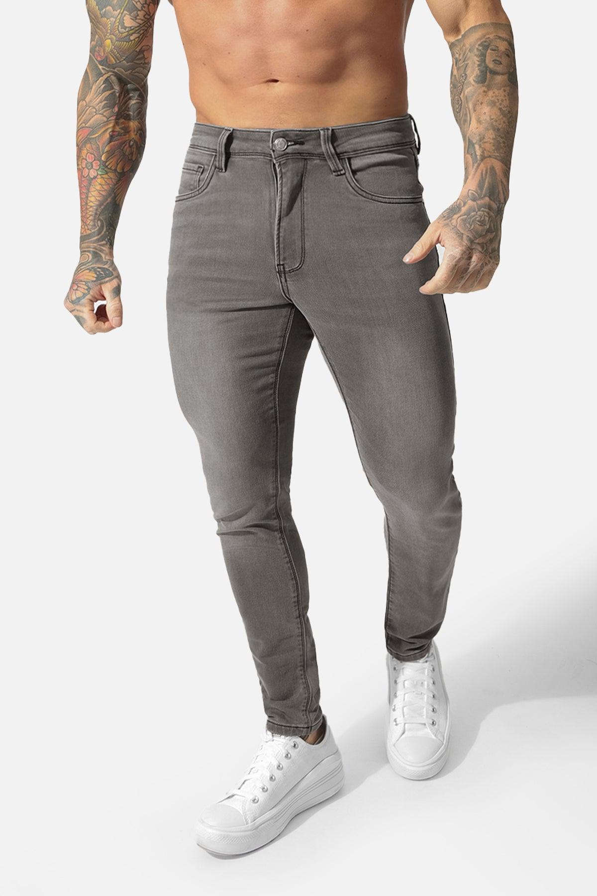 Men's Premium Fitted Stretchy Jeans - Faded Gray - Jed North Canada