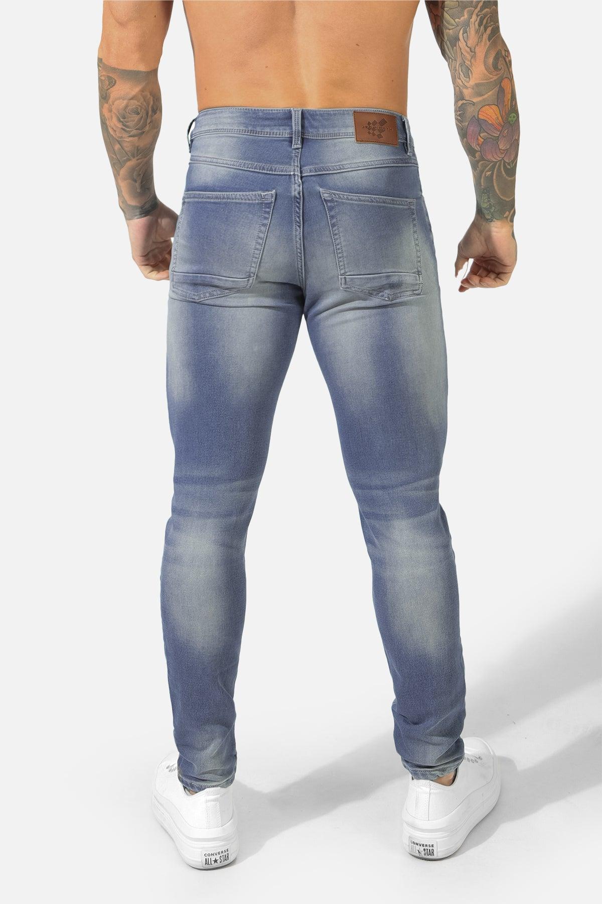 Men's Premium Fitted Stretchy Jeans - Faded Blue - Jed North Canada