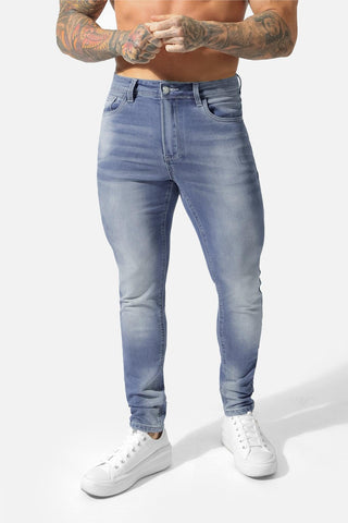 Men's Premium Fitted Stretchy Jeans - Faded Blue - Jed North Canada