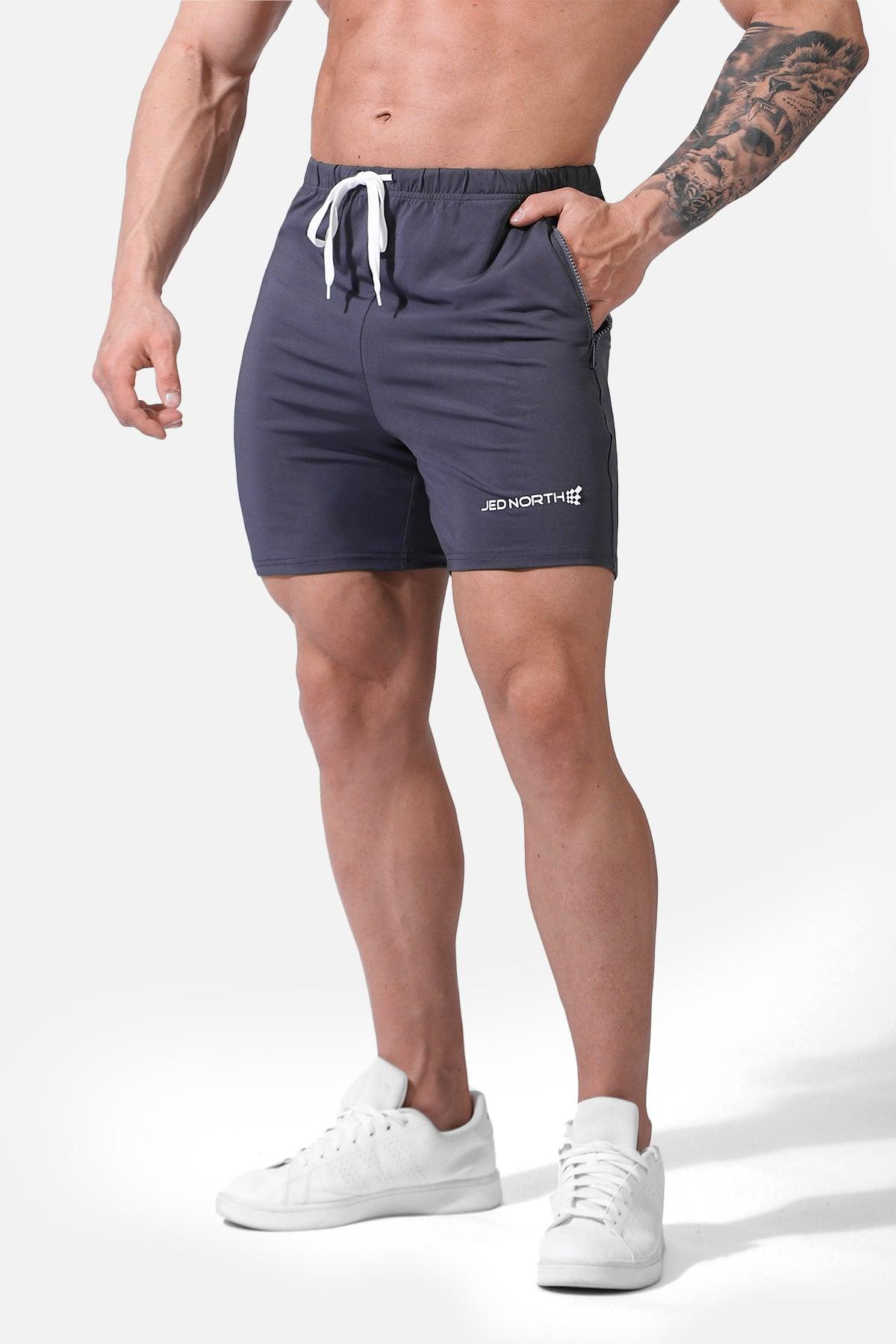 Agile Plus 5.5'' Bodybuilding Shorts w Zipper Pockets - Gray - Jed North Canada