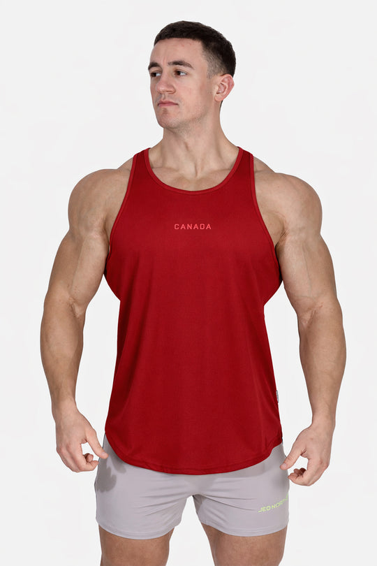 Fast-Dry Bodybuilding Workout Stringer - Maroon w/ Canada Logo