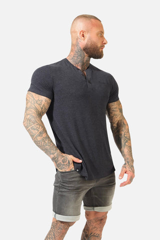 Muscle Fit Henley T-Shirt - Black - Jed North Canada