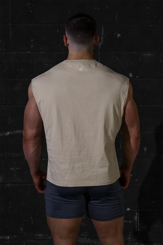 Sleeveless Box Cut  - Light Khaki
