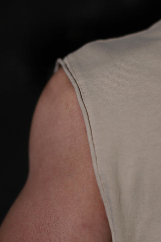 Sleeveless Box Cut  - Light Khaki