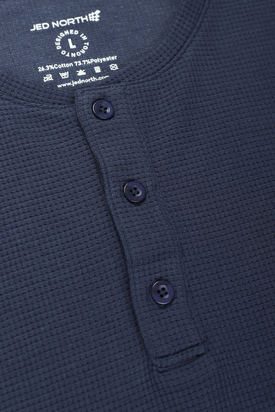 Waffle Henley T-Shirt - Dusty Blue