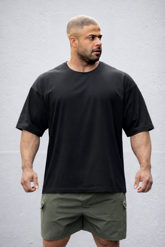 Raw-Cut Boxy Crop Tee - Black