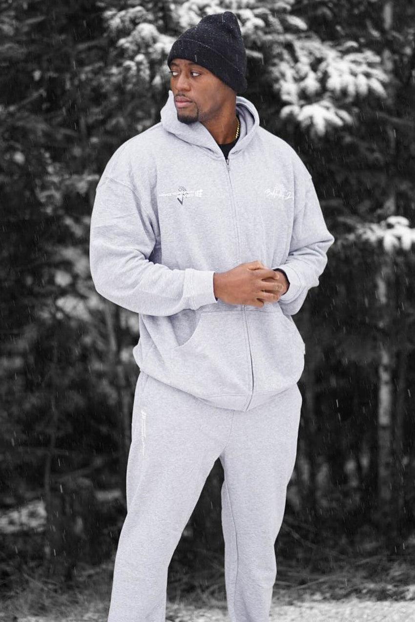 All Or Nothing French Terry Classic Zip-Up Hoodie - Light Gray - Jed North Canada