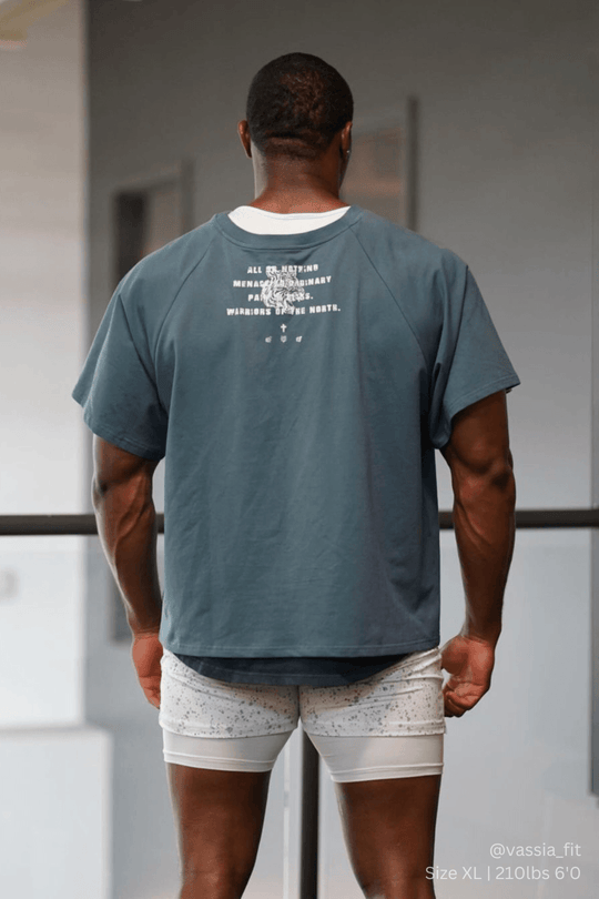 Retro Bodybuilding T-Shirt - Steel Blue