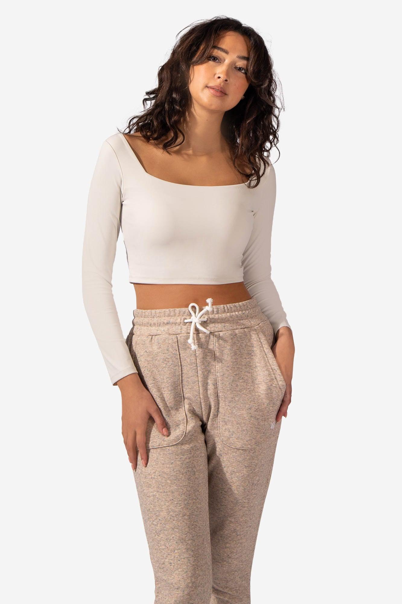 Parallel Square Neck Long Sleeve Crop Top - Cream – Jed North Canada
