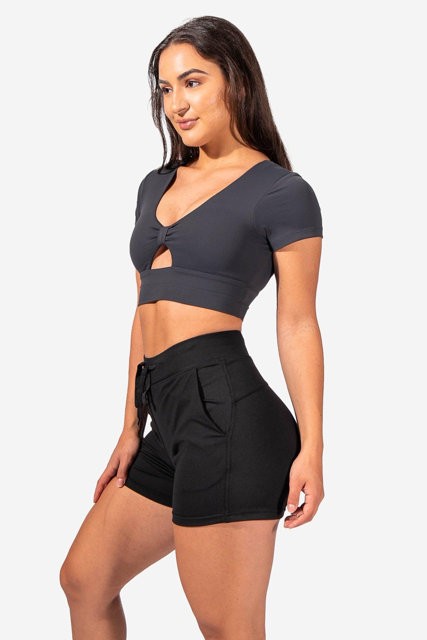 Black Personalised Crop Top and Shorts Set