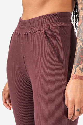 Ribbed Lounge Joggers with Pockets - Brown (6610109300803)