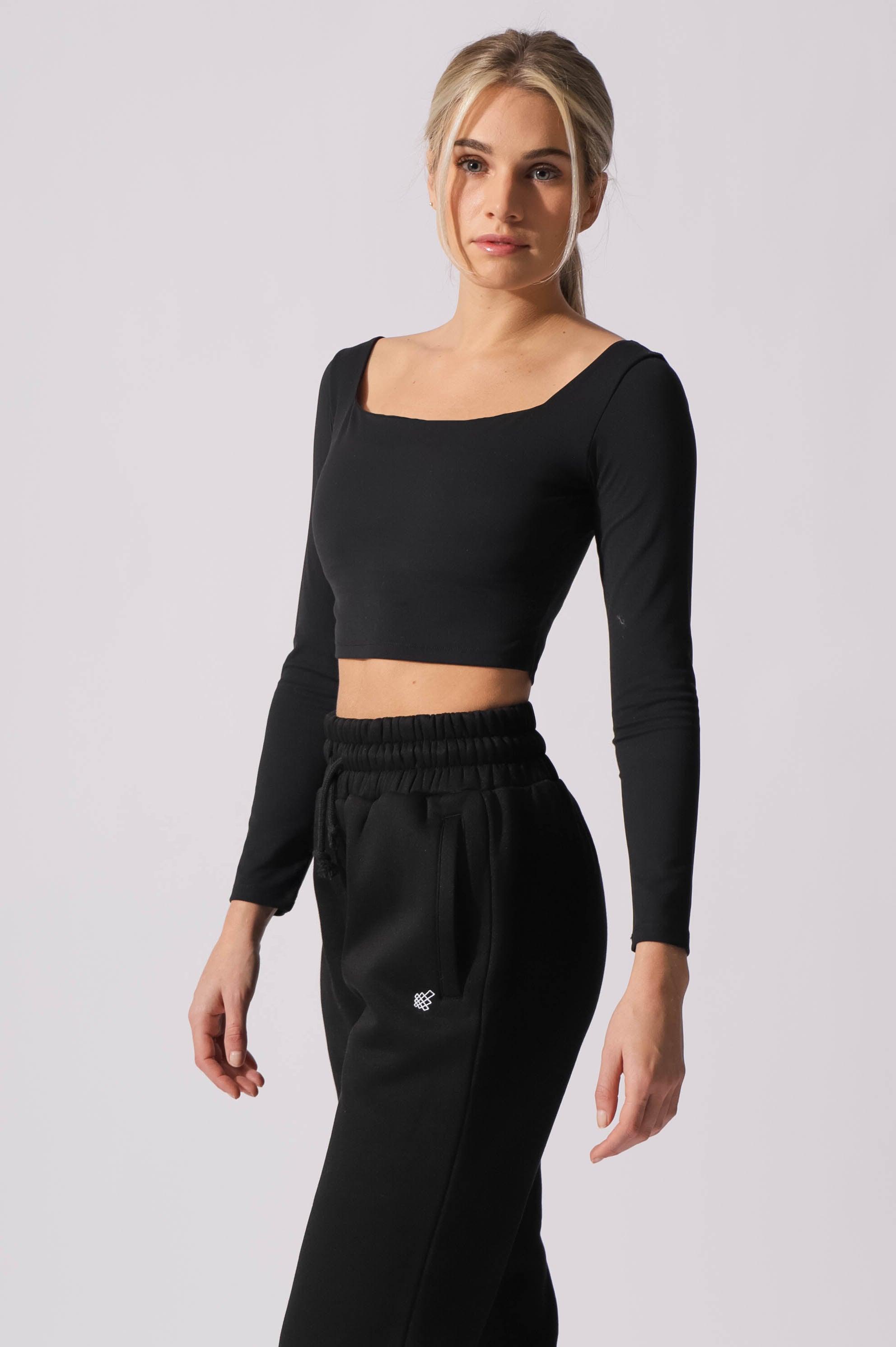 Parallel Square Neck Long Sleeve Crop Top - Black – Jed North Canada