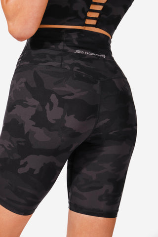 High-Waisted Biker Shorts With Pockets - Black Camo (4562268553283)