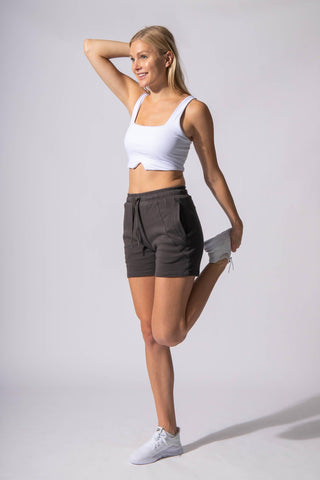 Casual Lounge Shorts with Pockets - Gray (6597336334403)