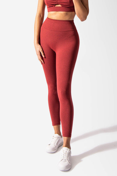 Women's Seamless Nylon Workout Active Solid Plain Capri One Size Leggings  (Red/Red) 