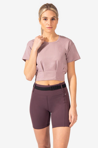 Instinct Pleated Hem Crop T-Shirt - Purple - Jed North Canada