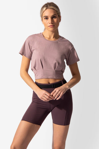 Instinct Pleated Hem Crop T-Shirt - Purple - Jed North Canada