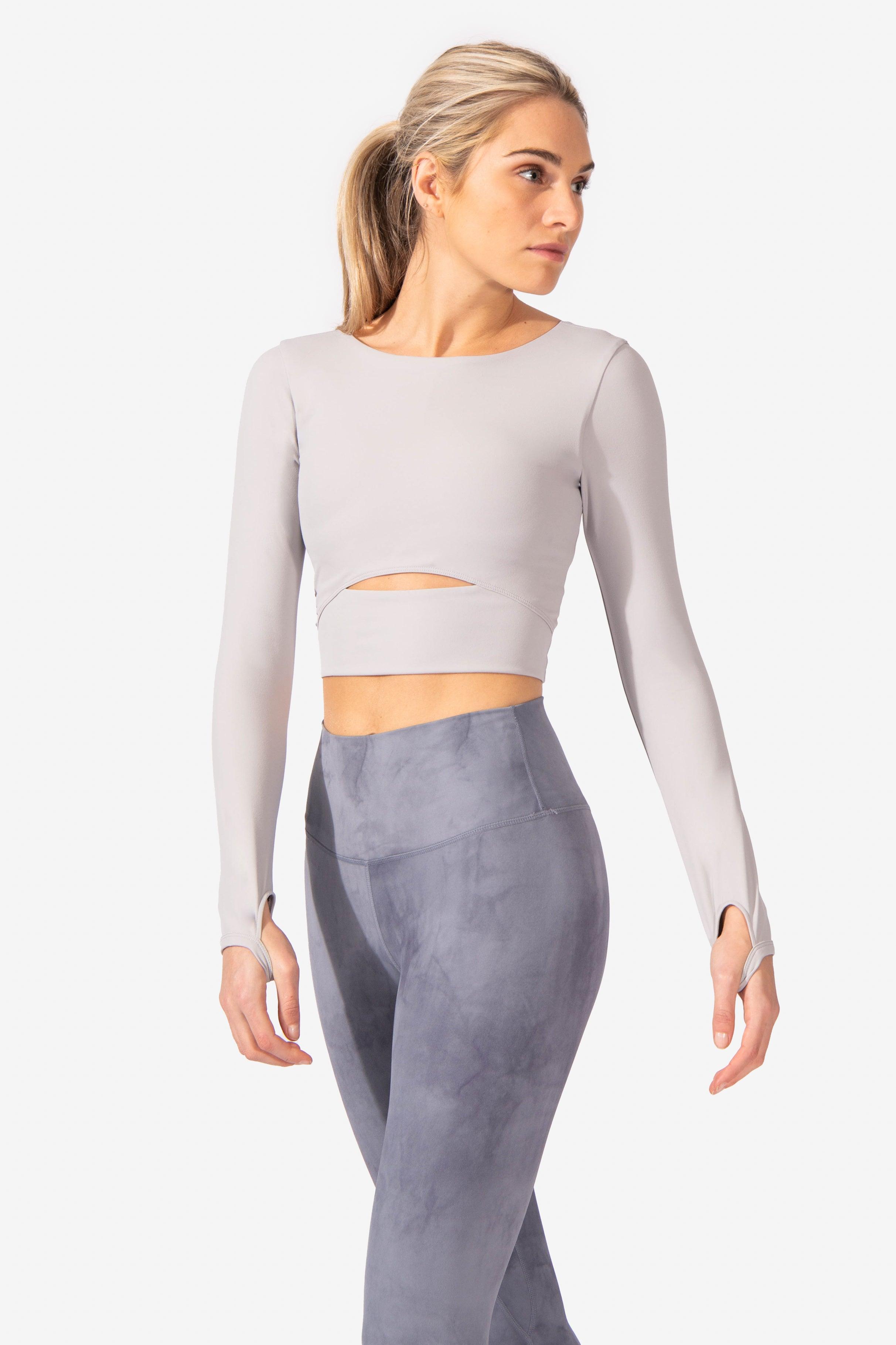 Empress Long Sleeve Crop Top - Gray - Jed North Canada