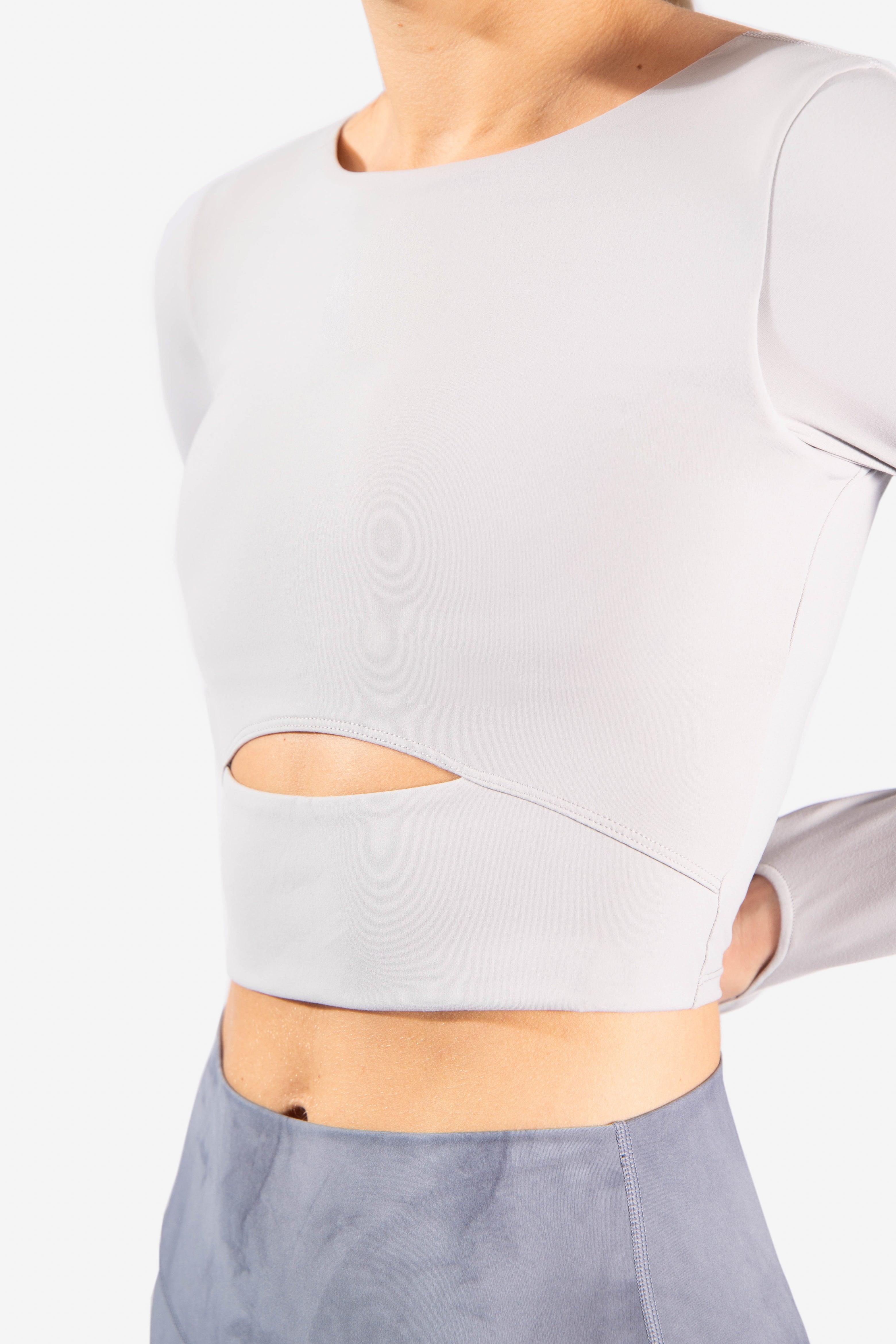 Empress Long Sleeve Crop Top - Gray - Jed North Canada