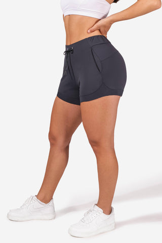 Low-Rise Running Shorts With Pockets - Gray (6562933899331)