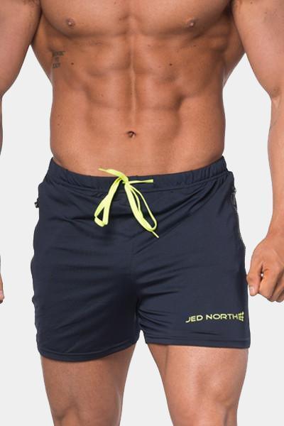 Men's Bodybuilding Lift Shorts w Zipper Pockets - Navy Blue (1337542705199)