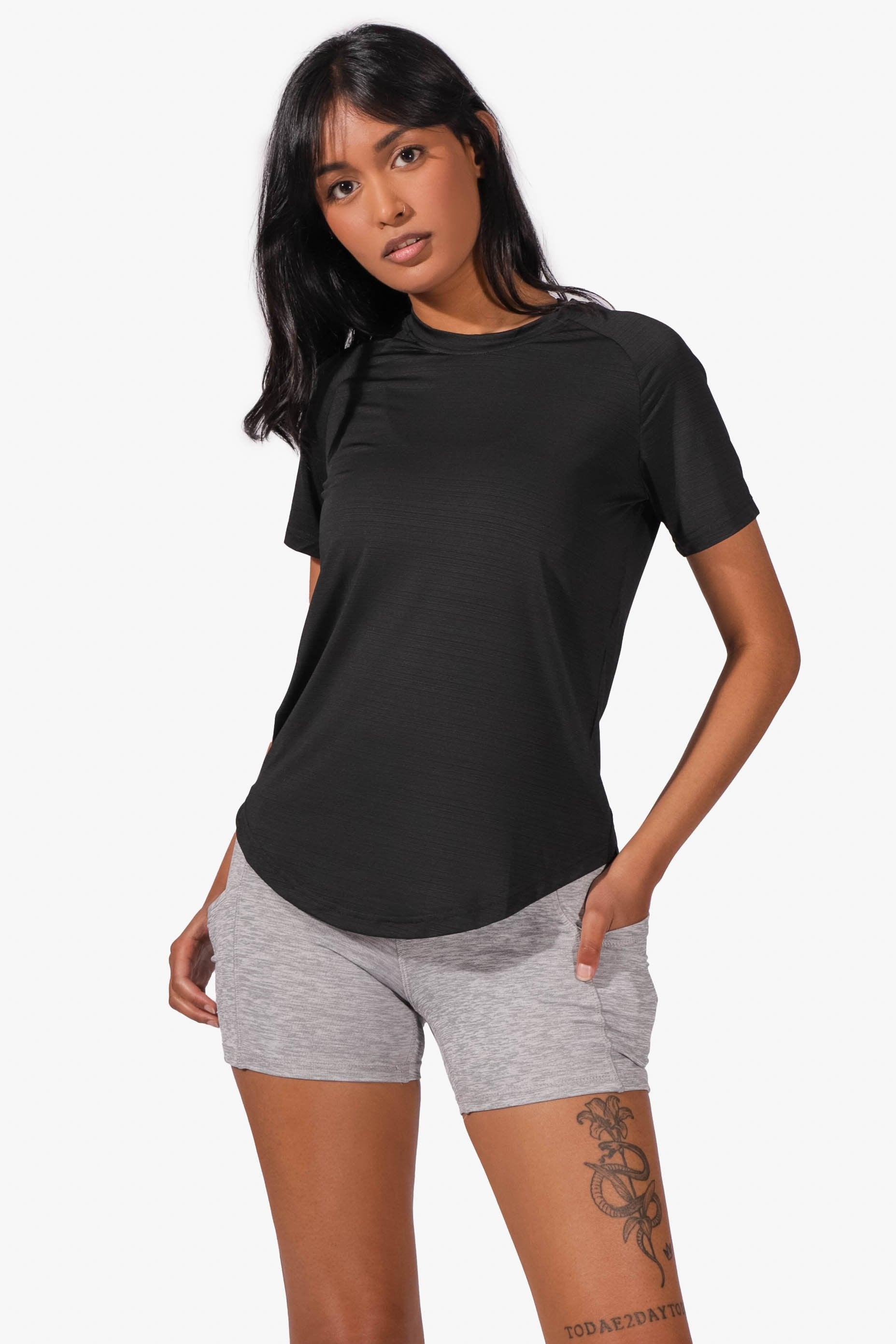 Full-Length Light-Weight Gym T-Shirt - Black (4609135837251)