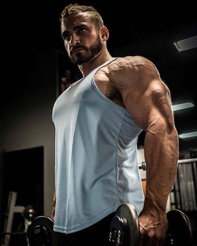 Men's Dri-Fit Bodybuilding Workout Stringer - Sky Blue (1337545162799)
