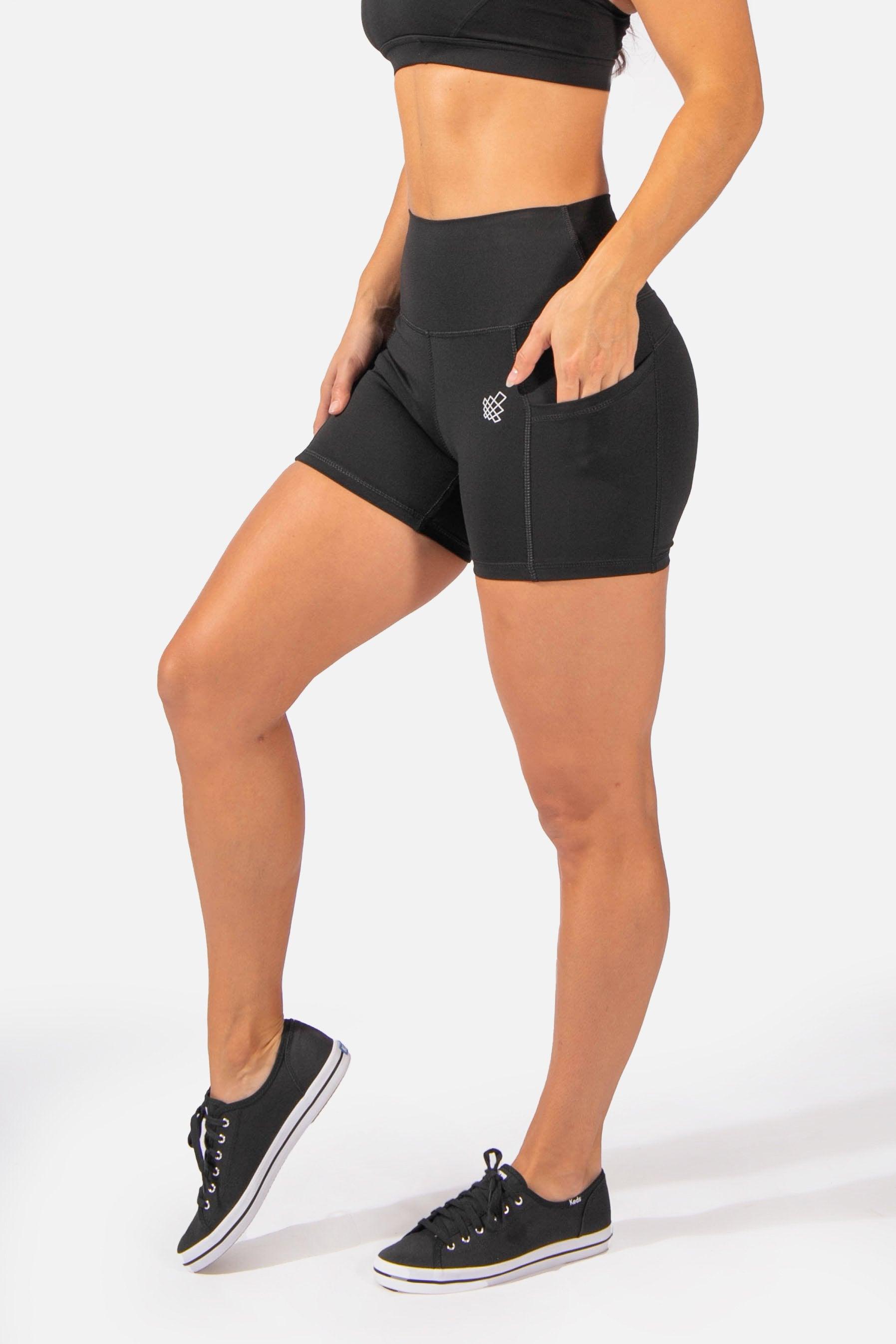 High-Waisted Shorts With Pockets - Black (4457775693891)