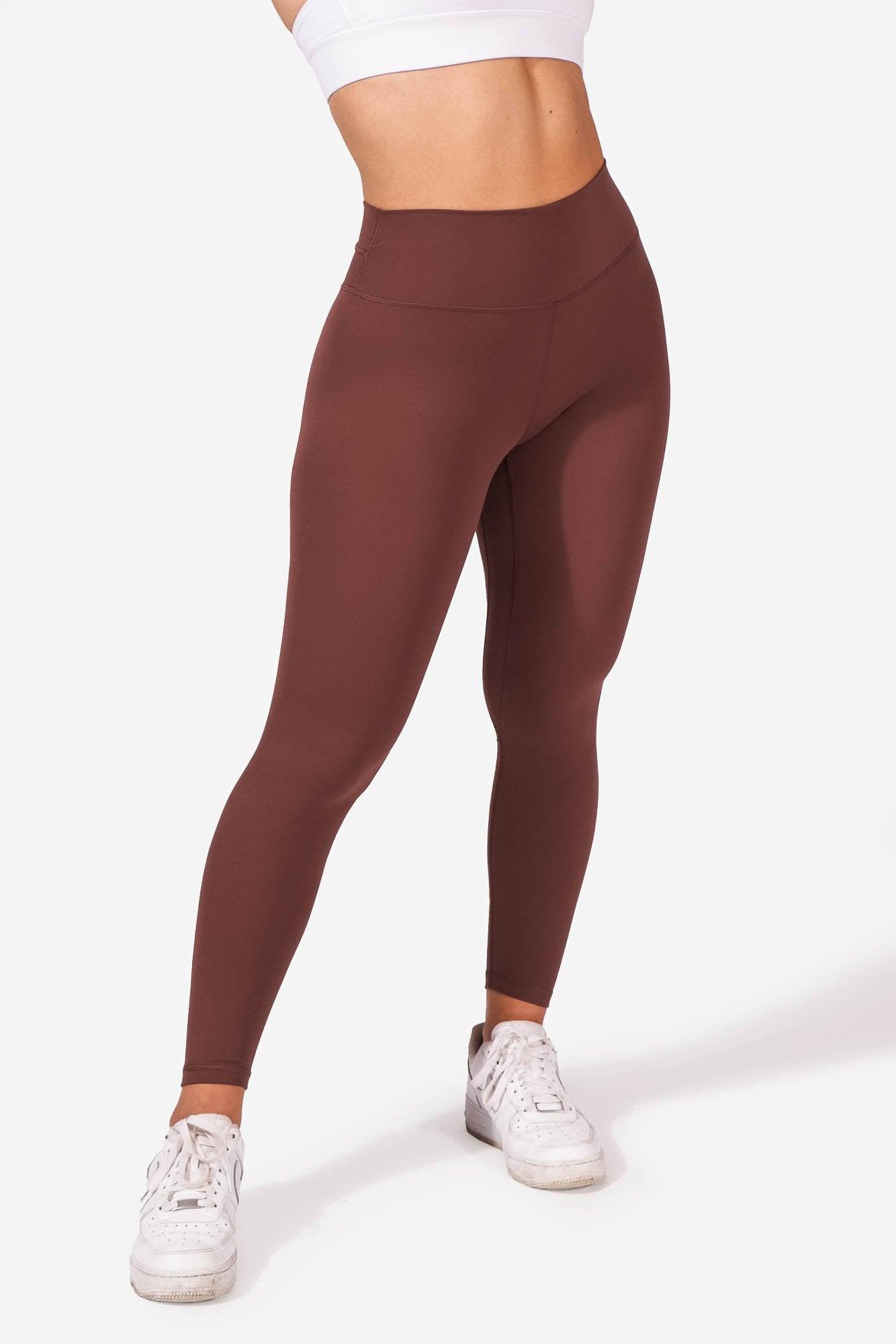 Women's Plain Chocolate Brown Sports Leggings S (4) 