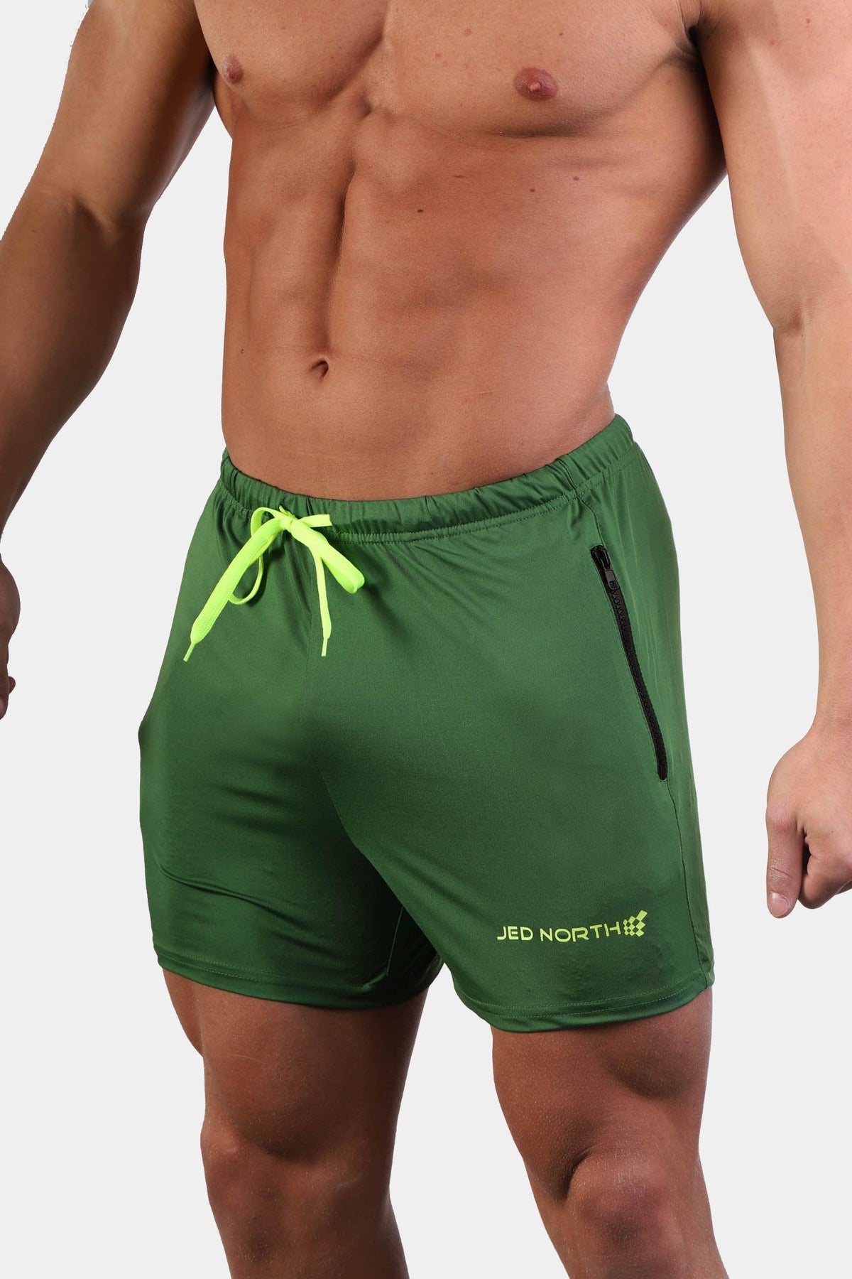 Men's Bodybuilding Lift Shorts w Zipper Pockets - Green (1337499648047)