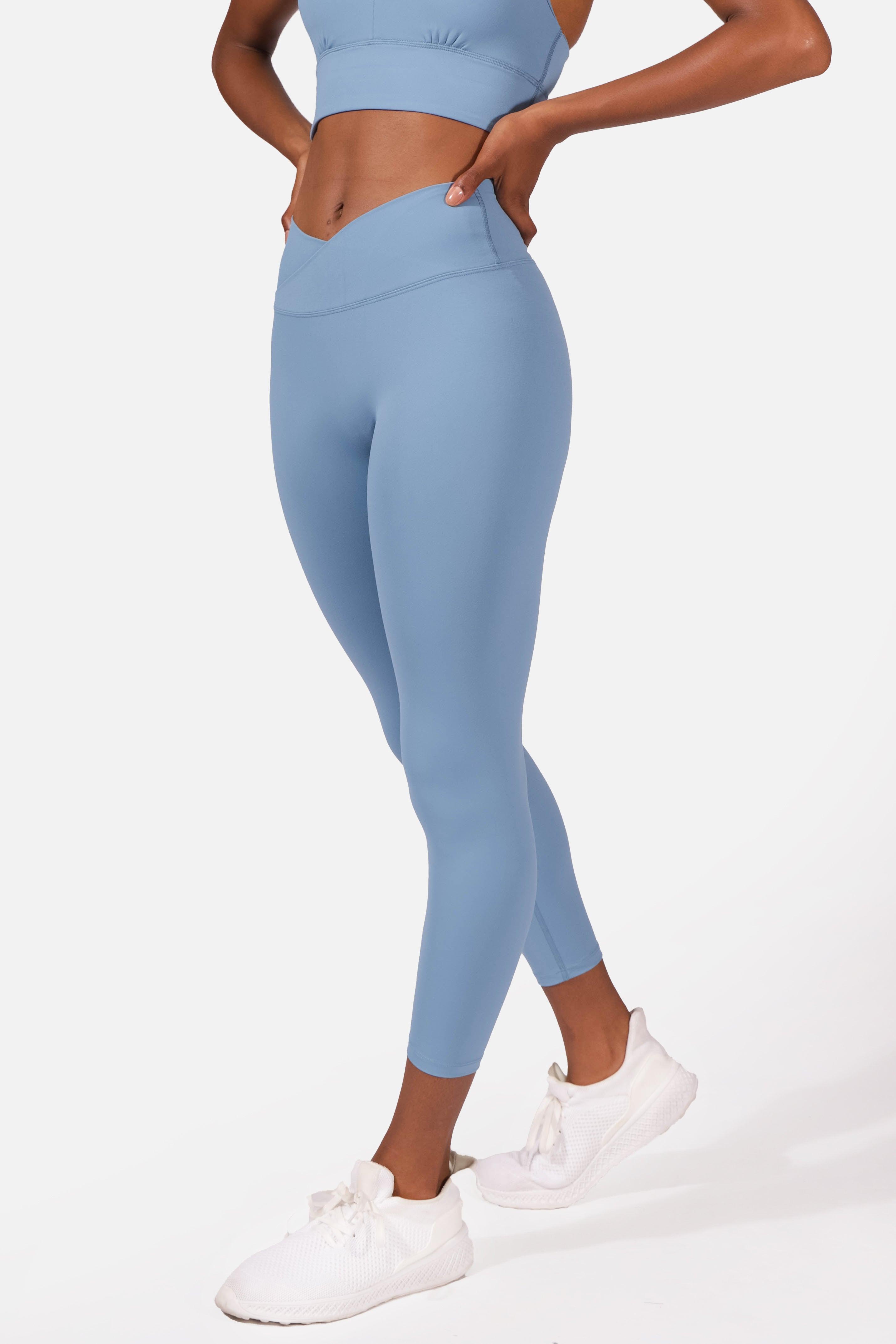 Athlete in Blue Cross Roads Ribbed Crop and Legacy Leggings