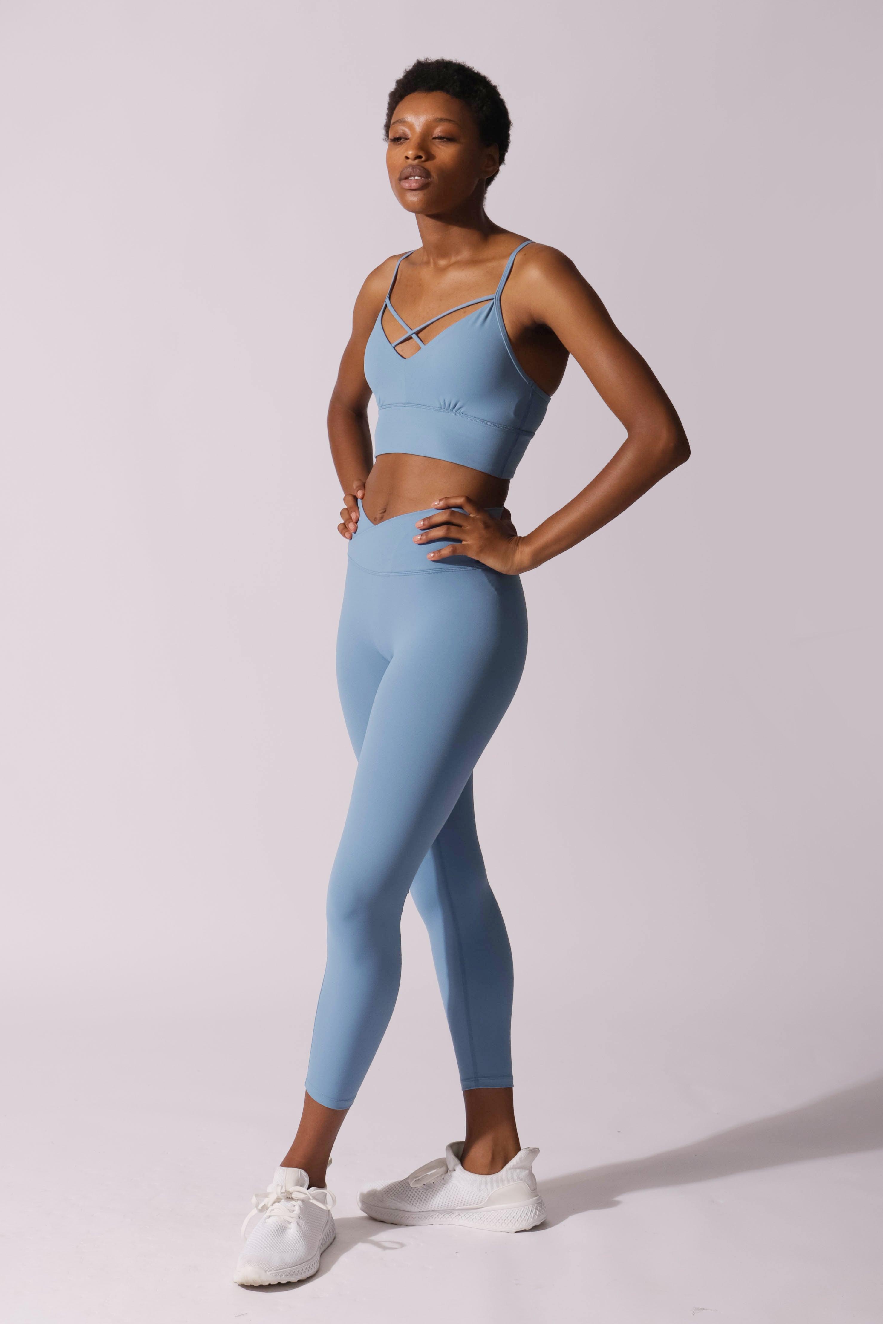 UUE 26Inseam Blue Yoga pants,Womens gym leggings,seemless leggings with  inner Pocket for women